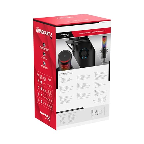 HyperX QuadCast 2 S – USB Microphone, with RGB Lighting, Streaming and Podcasting, with On-Board Controls, LED Lighting, Removable Shock Mount, PC, Mac, USB-C - Black - Image 27