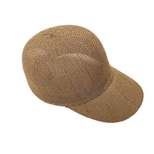 Image of Solid Color Paper Straw Baseball Cap - Breathable Sun Hat for Outdoor Activities(Coffee)