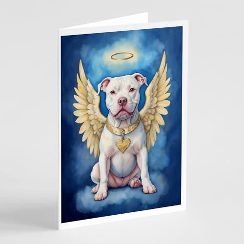 Caroline's Treasures Pit Bull Terrier My Angel Greeting Cards Pack of 8 Blank Cards with Envelopes Whimsical A7 Size 5x7 Blank Note Cards