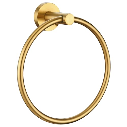 Angle Simple Bathroom Towel Holder, Towel Ring Swivel, Brushed Dark Gold