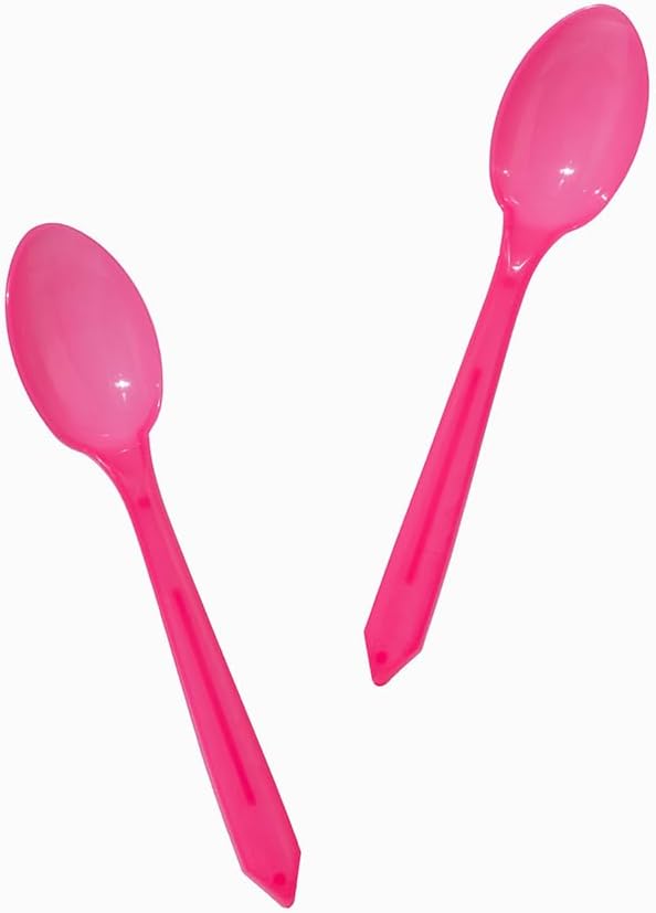 UNIQ Pink Disposable Dessert Ice Cream Spoons – Medium Weight Plastic Spoons for Ice Cream, Frozen Yogurt, Gelato & Desserts – Durable Polypropylene Dessert Spoons – 1000 Count