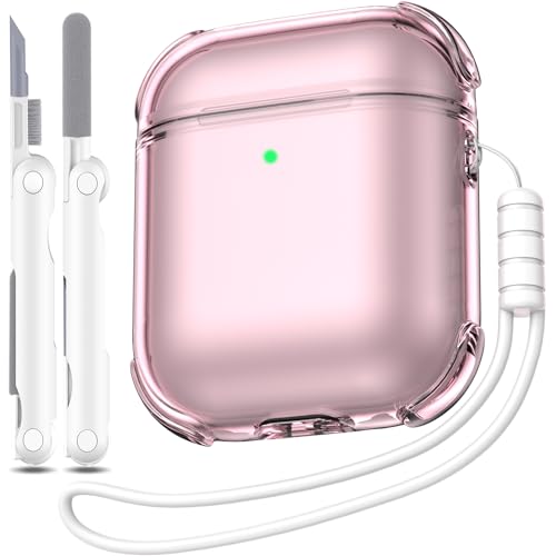 Image of for Airpod Case with Cleaner Kit, Crystal Clear Cover | Highly Transparent Anti-Yellowing TPU,Shockproof,Scratch-Resistant,Travel-Ready Keychain Cover for Work,Gym&Daily,Clear Pink