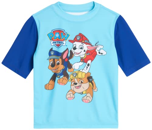 Nickelodeon Boys' Paw Patrol Upf 50+ Rash Guard Set - Chase, Marshall Swim Shirt And Trunks (2T-7), Size 3T, Paw Patrol Blue Stripe #TOP6