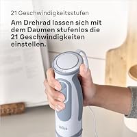 Braun Stabmixer MQ 5245WH Stabmixer – MultiQuick 5 Vario Pürierstab mit Edelstahl Mixfuß, 1000 Watt, inkl. 4-teiligem Zubehör-Set, weiß/grau – Ansicht 6