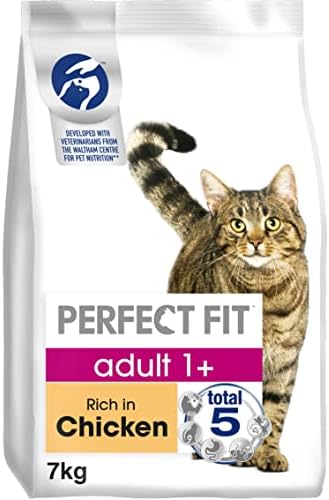 Perfect Fit Adult 1+ - Complete Dry Food for Adult Cats from 1 Year Old, Salmon, 3 Packs of 2.8 kg