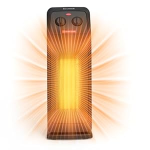 ECOWELL 18″ Tower Heater for Indoor Use, 1500W Fast Heating Ceramic Electric Heater with Thermostat, 3 Modes, Tip-Over Protection, 60° Oscillating Portable Space Heater for Office Bedroom EHT180