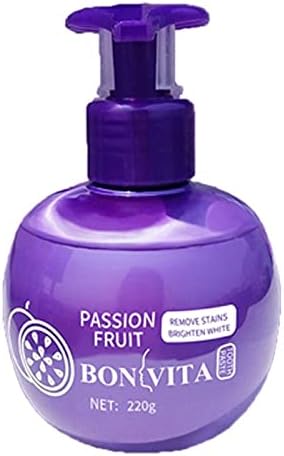 BonVita Baking Soda Whitening Toothpaste, Intensive Stain Remover, Fluoride Free and Easy to Use Pump. Leaves Mouth Feeling Clean and Fresh with Sparkling White Teeth. Passion Fruit Flavor.