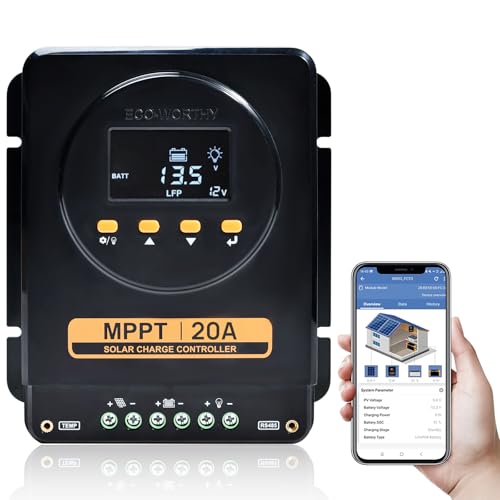 ECO-WORTHY MPPT Solar Charge Controller 12V/24V 20A,Bluetooth...