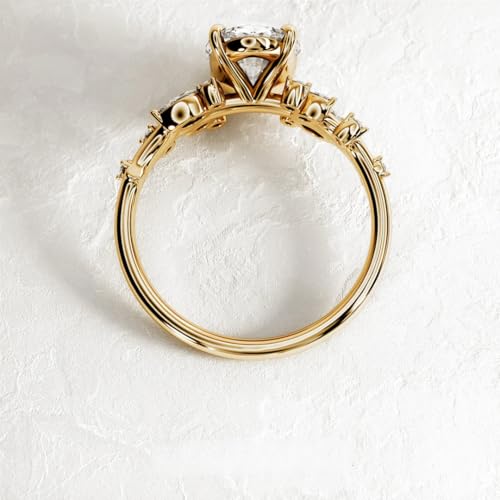 2 Ct Oval Cut Diamond Twig and Leaf Branch Solitaire Accent Engagement Ring For Women Jewelry 14k Gold Plated Unique Nature Inspired Ring 925 Sterling Silver Handmade Delicate Rustic Gift Ring4
