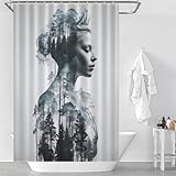 sinyumoney Queen of The Everwood Duschvorhang-Set Aus 100prozent Polyestergewebe, Waschbar, Inklusive 12 Haken Für Dusche Und Bad, Nasszelle 46.85x70.87Inch（119x180cm）