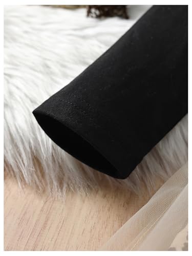 MakeMeChic Girl's Leopard Graphic Print Belted Dress Long Sleeve Round Neck Ruffle Mesh Short Dresses3