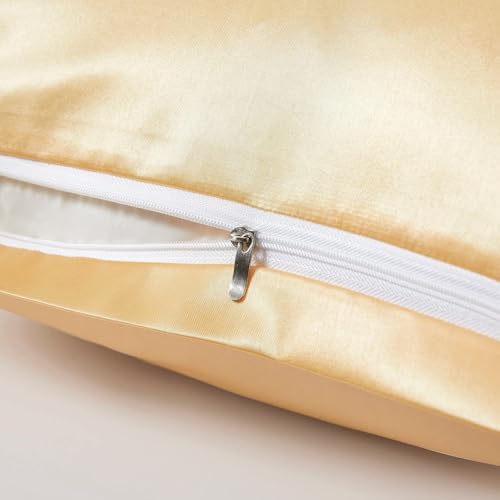 Image of 2 Pack Zippered Satin Pillowcaes, Luxury and Silky Soft Travel Zip Pillow Cases (Standard, Champagne)