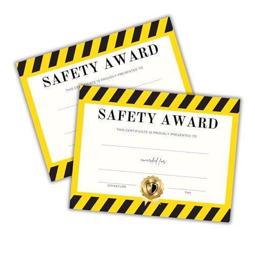 Safety Award Certificate Recognition 30pk 8.5x11” Company Policy Appreciation for Employee of The Month Professional Patrol Warehouse Compliance