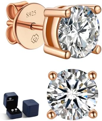 （13:00時点） MomentWish モアサナイト ピアス レディース メンズ ピンクゴールド スタッドピアス つけっぱなし 金属アレルギー対応 1カラット 人工ダイヤモンド Dカラー 男女兼用 プレゼント 4プロング 20G