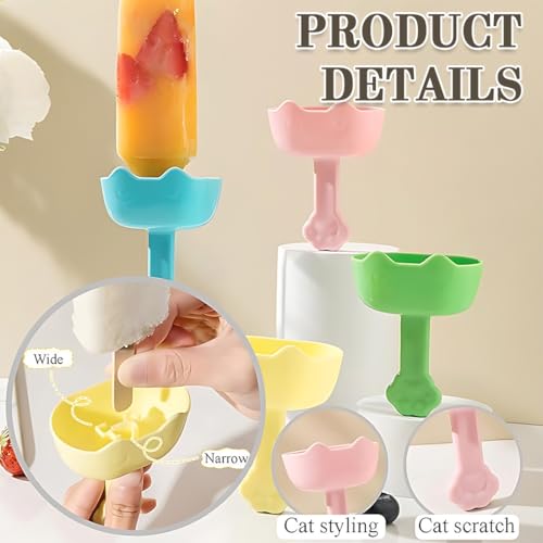 JUGUTA 4 Stück Eishalterung Kinder, Tropffrei Eis Am Stiel-Halter Für Kinder, Eisstiele Wiederverwendbar, Popsicle Holder Für Kinder Kleinkinder
