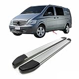 OMAC Trittbretter Seitenschweller Seitenschürze Kompatibel mit Mercedes Vito Viano W639 2003-2014 Kurzer Grau - 2X Aluminium Halterungen Auto Dekoration Zubehör Silber
