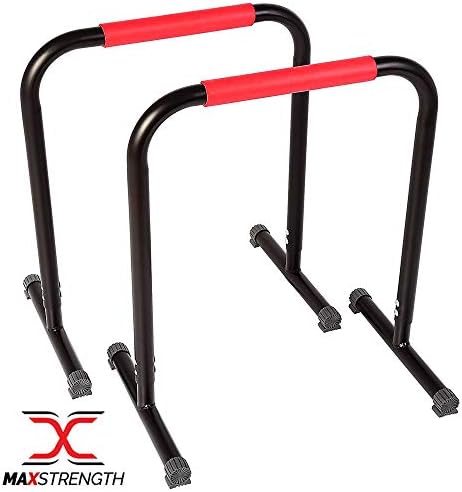 MAXSTRENGTH Dipping Station Push Ups Stand Dip Bar, Stable Dip Stand Parallel Bar for Total Body, Strength Training, Perfect for Home and Garage Gym Exercise Equipment