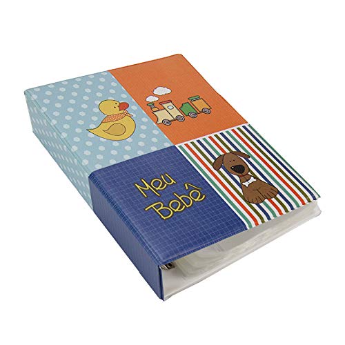 Álbum de Fotos 10x15 My Baby Fichário Meu Bebê p/ 500 Fotos Azul