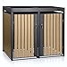 Zelsius Mülltonnenbox 2 Tonnen mit Pflanzdach | (B) 132 x (T) 80 x (H) 124 cm | Anthrazit RAL 7016 | Tür in Holzoptik mit Erweiterungsmöglichkeit | Mülltonnenverkleidung, Mülltonnen