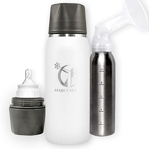 One-Day Sale: Up to 80% Off Breastmilk Chiller Reusable Storage Container by CERES CHILL | Cooler - Keeps Milk at Safe temperatures for 20+ Hours | Bottle Connects w/Major Pumps, 12 to 34oz (1 Chiller, Future’s So Bright White)