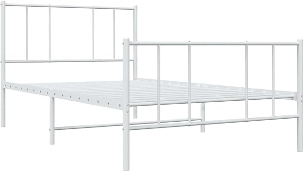 vidaXL Metal Bed Frame without Mattress with Footboard White 90x200cm