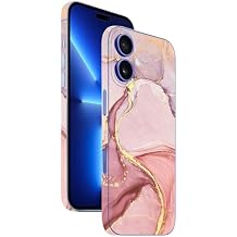 Skin Sticker for iPhone16, Protective Film Marble Design Vinyl Decal Cover Wrap for Phones Back, Camera, Side Pink