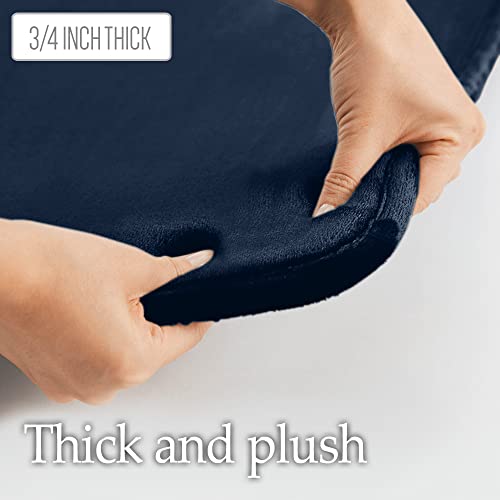 Lalaloom Thick Memory Foam Bath Rugs, Soft Velvet Is Absorbent, Bathroom Mats, Durable Dots On Underside, Machine Washable Bathmat, Carpet Rug, Plush Room Décor For Shower Floor, 24X17, Dark Blue #TOP1