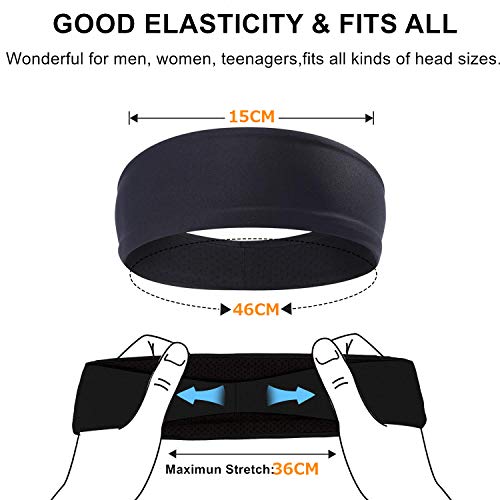 Miniatura 4 de Bandas Para La Cabeza Deportivas Para Hombre, Elástica Sudor Absorbente De Humedad Banda De Ala Ancha Para Yoga, Correr, Ciclismo, Cross Y Casco De Bicicleta 3 Piezas - Negro, Gris, Verde