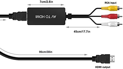 RCA to HDMI Converter, DIGITNOW! AV to HDMI Converter, AV Composite CVBS Video Audio Converter, Support 720P/1080P with USB Charge Cable for PS2, PS3, Nintendo, STB, VHS, VCR, Blue-Ray DVD Players