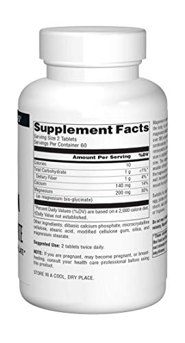Source Naturals Magnesium Bis-Glycinate - Supports Cardiovascular And Muscle Health - 120 Tablets #TOP2