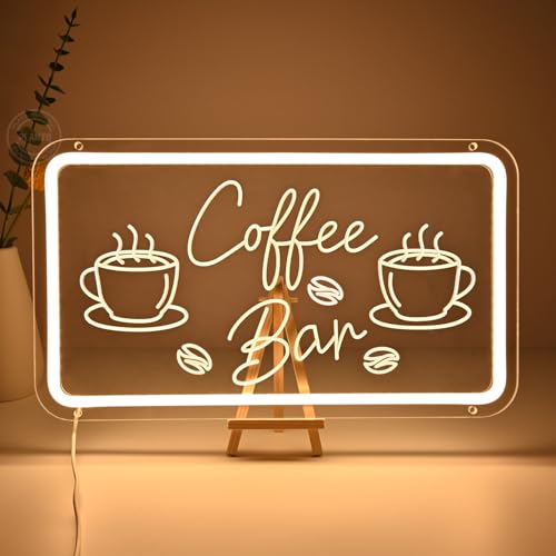 Image of Planzo Coffee Bar LED Neon Sign Light Restaurant Cafe Shop Bar Wall Decor | Coffee Shop Beer Pub Store Neon Sign Wall Decor, Bedroom Kitchen Decor, Window Display, Birthday Party Gift, 15.75 inchx9.06 inch