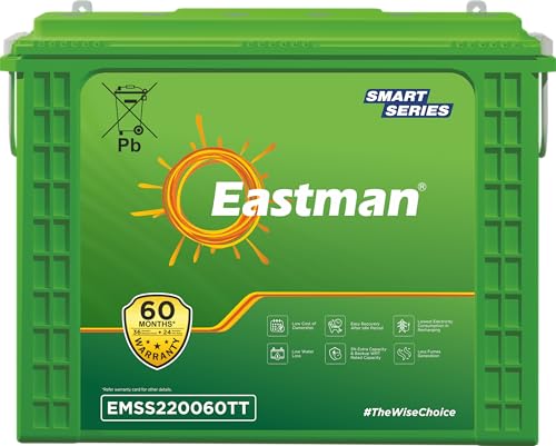 Image of Eastman EMSS220060TT | Tall Tubular | 220 AH Inverter Battery |Warranty 60 (36+24) Months for Home & Office