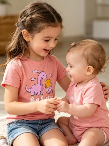 Image of Funnycokid Big Sister Shirts for Girls Pregnancy Announcement Toddler Promoted to T-Shirt 1-7 Years