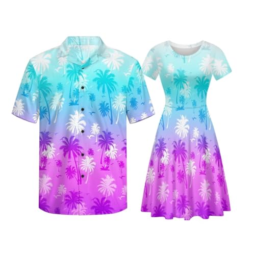 Image of AFPANQZ Couple Matching Outfit Casual Men's Button Down Shirt or Short Sleeve Summer Sundresses Dresses for Women 2026