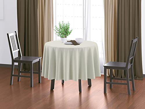 Image of HOME COLORS.IN Plain Solid Cotton 4 Seater Round Table Cover - Durable - Machine Washable - Every Day use Dining Table Cloth - 60 x 60 Inch - Cream