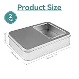 4 srebrne metalowe puszki z pokrywką, blaszane puszki, 16 x 11 x 3,5 cm, blaszane pudełko z pokrywką, metalowe pudełko z przezroczystym okienkiem, nierdzewne metalowe pudełka, małe blaszane puszki na