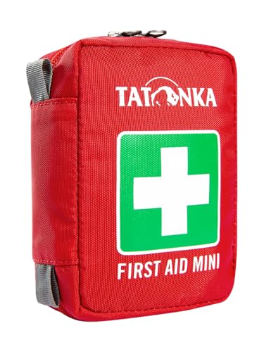 Tatonka First Aid Mini - Erste Hilfe Set mit Inhalt (u. a. mit Zeckenzange) - Für Outdoor, Wandern, Fahrradfahren etc. - Maße: 10 x 7 x 4 cm - rot