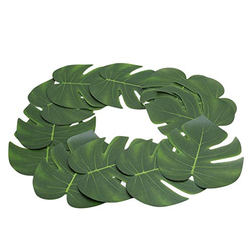 12 hojas de palma tropicales, hojas artificiales hawaianas Luau, selva, playa, decoración de fiesta, 35 x 29 cm, excelente calidad y diseño popular y práctico