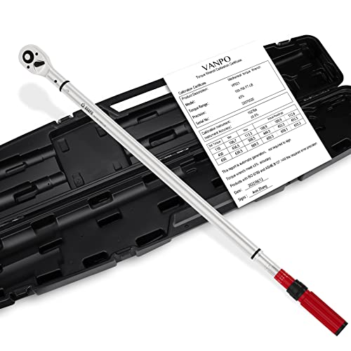 Vanpo Torque Wrench 3/4 Inch Drive, 100-750Ft.lb, Length 39.37 Inch (100Cm ), Dual Scale Click Style Adjustable Torque Wrench, Precision Torque Wrench For Car & Truck, Repair Tool For Tire #TOP5