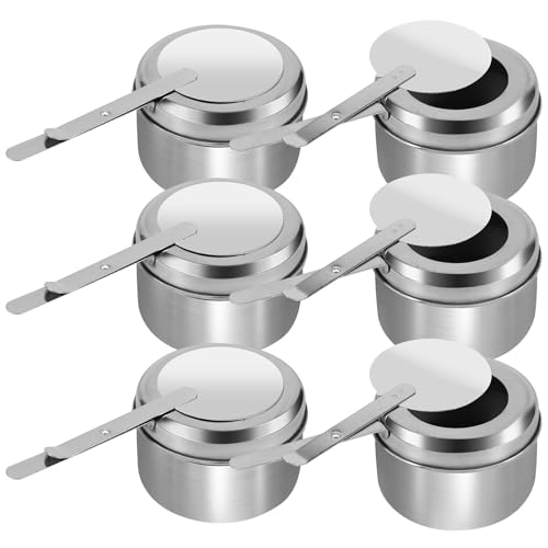 6Pcs Stainless Steel Chafing Dish Fuel Cans, Chafing Fuel Holders with Safety Cover Rustproof Canned Heat Fuel Box Holder Buffet Warmer Warming Trays for Buffets Barbecue Parties Chafing Dish Buffet
