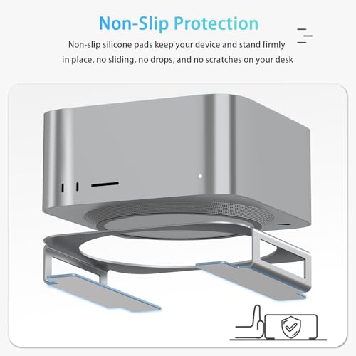 IFCASE Aluminum Desktop Mount Stand for Mac Studio, Mac mini M2, M1 - Improved Cooling, Desk Organization (Silver)