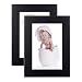 [2 Pack] 3.5X5 Black Picture Frames Made of Solid Wood and High Definition Glass for Wall Decor or Table Stand Top Black Picture Frame Display 3.5 by 5 Frame Vertically or Horizontally as 5x3.5 inch