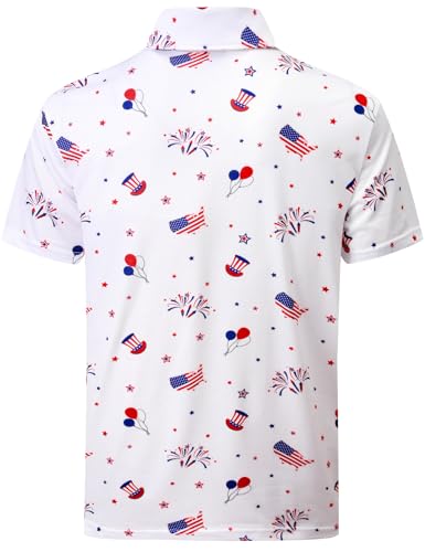 Polo para hombre Funny World con patrón 3D estampado y manga corta para golf miniatura 4