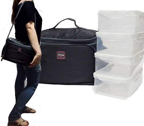 BOLSA TERMICA LANCHEIRA FITNESS MARMITEIRA MALA GRANDE COM 4 POTES E ACESSORIOS