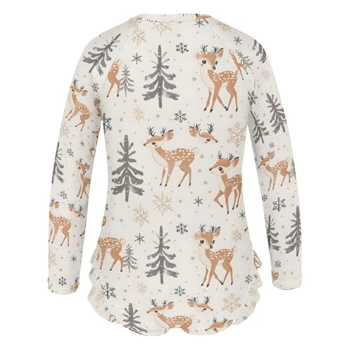 ALAZA Deer Pine Tree Winter Snowflake Girls One Piece Swimsuit Long Sleeve Rash Guard Swimsuits UV 50+ Swimwear Zipper3