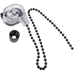 Interruptor Cadena Ventilador Techo AERZETIX - C53540 - Interruptor de cadena/cordón 34x28x16mm - 3A 250 VAC/6A - color de cadena: negro - longitud 220mm - para lámpara de pared ventilador de techo