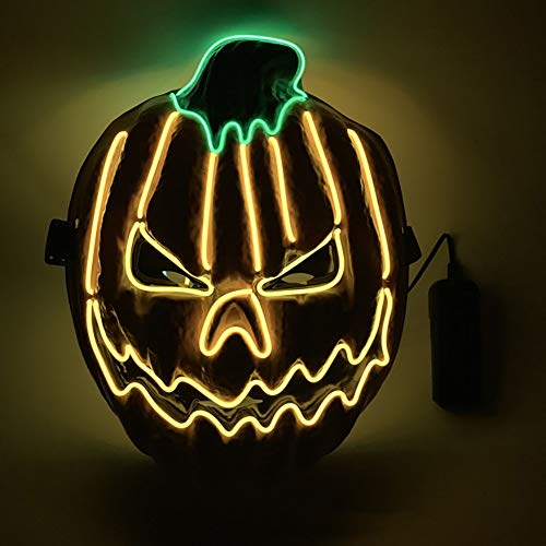 Hydra52 Scary Halloween Mask,EL Wire Mask,LED Light Up Mask Cosplay, LED Grimace Horror Glowing Mask Party Mask for Halloween, Costume Parties, Masquerades