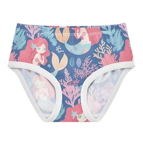 Wusikd Cute Mermaid Girls' Underwear Cotton Coral Reef Girls Briefs Soft Toddler Underwear 2T