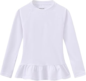 Girls Ruffle Rash Guard Swim Shirts Long Sleeve UPF 50+ | Rashguard sun protection, chlorine-resistant quick-dry, soft 4-way stretch, breathable, ideal for beach pool swimming surfing