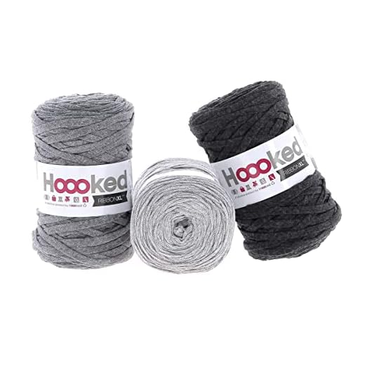 Hoooked RibbonXL värdepaket 120 meter återvunnet tyggarn i många vackra färger 360 meter Peble Grey